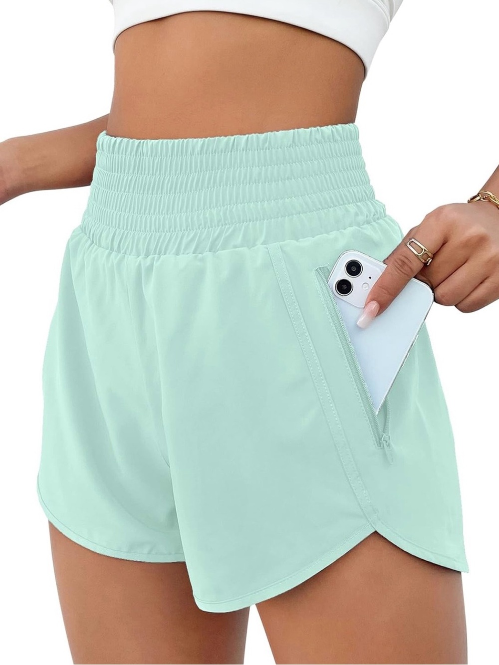 Set of 2 of Pastel Athletic Shorts - Mint & Lavender - Picture 3 of 5